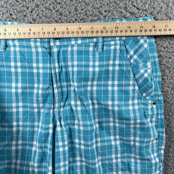 Lululemon Shorts Men 32 Blue Plaid 10 Inseam Commission Kahuna Performance Golf - Picture 8 of 10